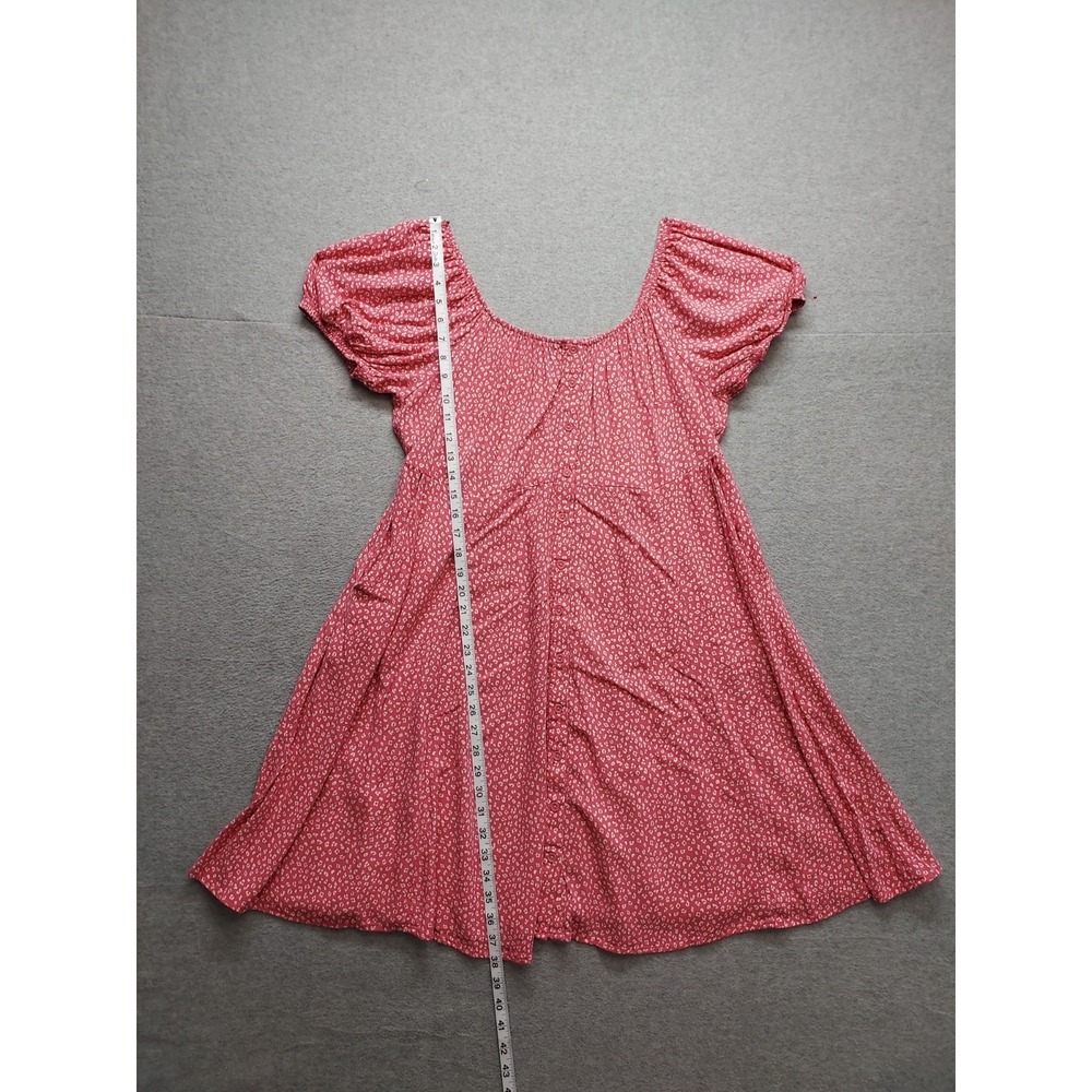 Torrid Women Skater Dress 1 Pink White Floral Scoop Neck Puff Sleeve Logo Casual - Picture 7 of 16